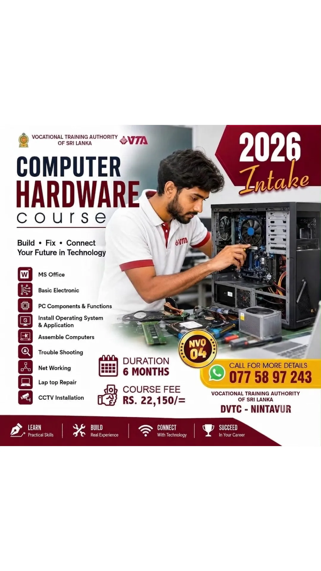 Computer Hardware Course 2026 at VTA Nintavur | 2026 Intake Open